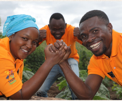 Sauti members are doing a hand sign.