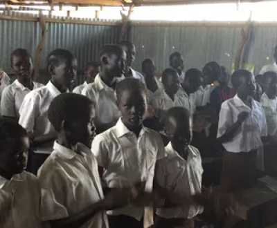 School children singing in a choir 