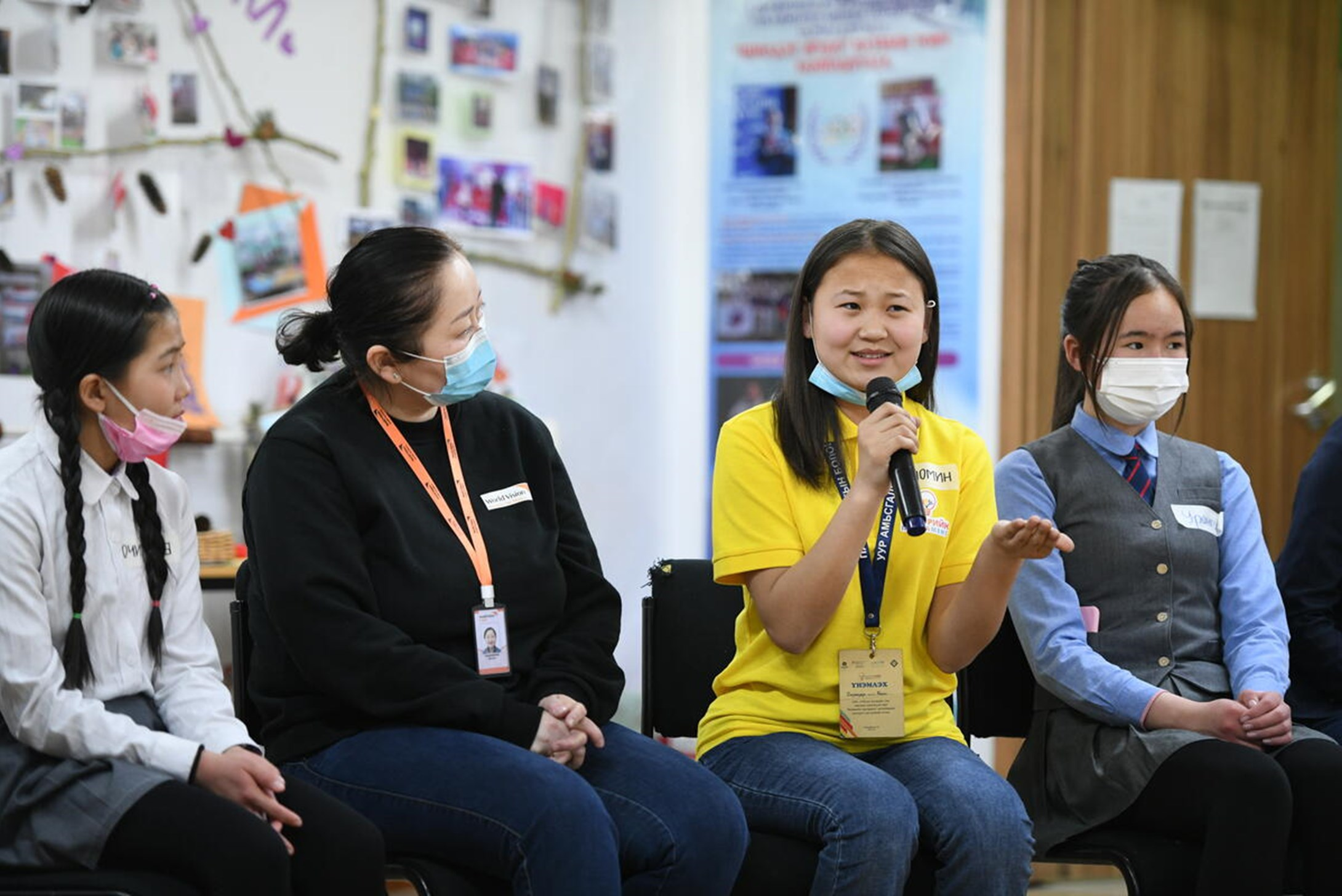 Nomin from Mongolia speaking at a conference