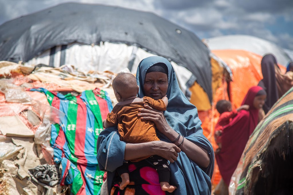 Mother and child in refugee camp