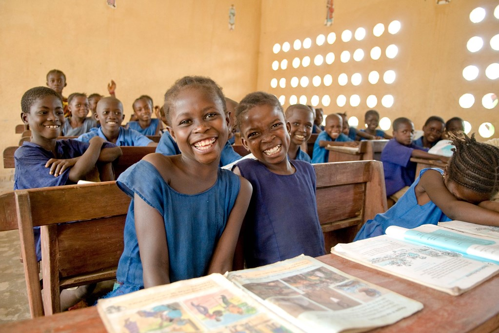 Children in school uniform in classroom